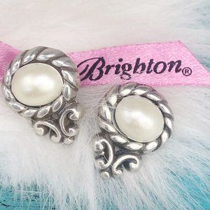 Brighton Pearl Silver Plate Post Drop Earrings